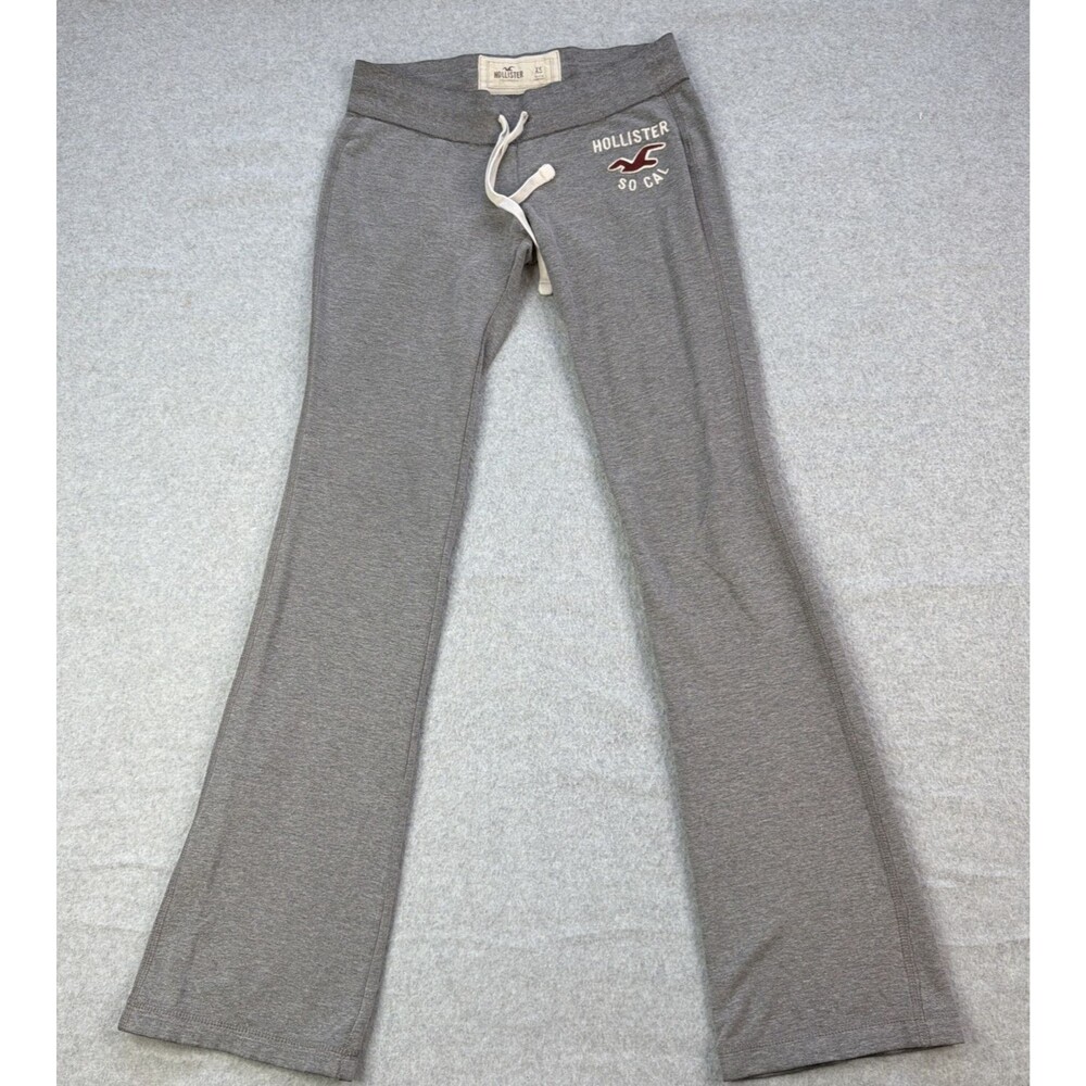 Vintage Hollister Womens Sweatpants XS Gray Low Rise Flared SpellOut Logo Y2K